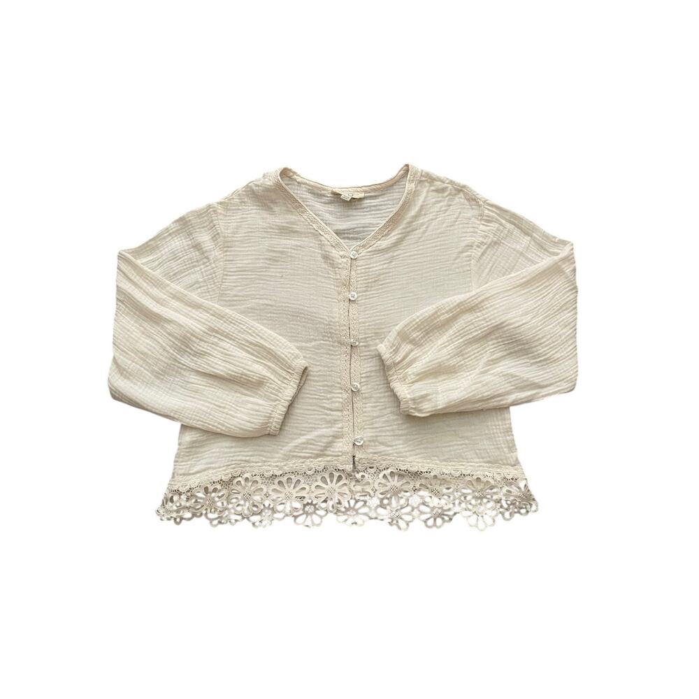 Jessica Simpson Girls Size L- 12Yrs Beige Boho Long Sleeve Shirt